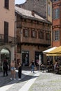 Nice corner of Piazza San Fedele in the old town of Como, Lombardia, Italy