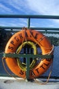 Life preserver on board ferry to Bainbridge Island, WA Royalty Free Stock Photo