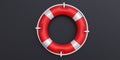Life preserver on grey black color, rescue life. Lifebuoy float ring, safety equipment. 3d render Royalty Free Stock Photo