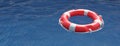 Life preserver on ocean water surface. Lifebuoy float ring, rescue life. Overhead view. 3d render Royalty Free Stock Photo