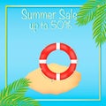 Summer sticker with life preserver Royalty Free Stock Photo