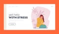 Life Problem, Stress, Depression Landing Page Template. Loneliness Despair, Frustration, Depressed Upset Desperate Woman Royalty Free Stock Photo