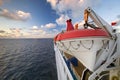 Life raft on the side of a cruise ship. Royalty Free Stock Photo