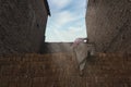 A father from the poor suburbs of the old capital city Rawalpindi lived in the slams behind these brick walls. Royalty Free Stock Photo