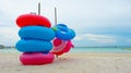 Life ring on the beach., vacation time.., Summer concept Royalty Free Stock Photo
