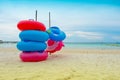 Life ring on the beach., vacation time.., Summer concept Royalty Free Stock Photo