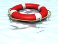 Life ring lifebuoy floating on top of blue water