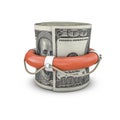 Life ring money roll dollars Royalty Free Stock Photo