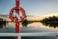 Life ring on sunset time in Seurasaari Helsinki Royalty Free Stock Photo