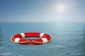 Life ring on water. 3d illustration Royalty Free Stock Photo