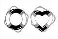 Set of life rings, hand drawn isolated vector illustration Royalty Free Stock Photo