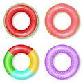 Life rings set collection Vector realistic. 3d detailed water inflated colorful rings sets Royalty Free Stock Photo