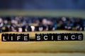 LIFE SCIENCE concept wooden blocks on the table. Royalty Free Stock Photo