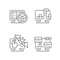 Life simulator games types linear icons set