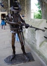 Life size metal soldier sculpture in the Tower of London