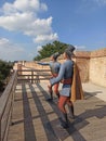 Life-size sculptures of medieval soldiers on the old city walls, Trnava, Slovakia Royalty Free Stock Photo