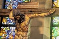 Life size wooden crucifix at the Manila Cathedral, Philippines