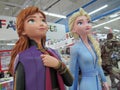 Life sized figures of Princess Elsa and Anna from the Disney animation movie Frozen at a departmental store Royalty Free Stock Photo