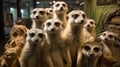 A life-sized sculpture of a group of meerkats, each meticulously crafted to capture their unique postures and personalities