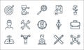 Life skills line icons. linear set. quality vector line set such as man, man, brain, ruler, man, gear, process, hourglass