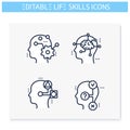 Life skills line icons set. Editable illustrations