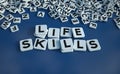 Life skills written in letter tiles blue Royalty Free Stock Photo