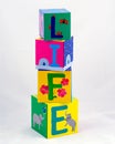 Life spelled with blocks