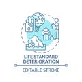 Life standard deterioration concept icon