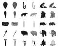 Life in the Stone Age black,monochrome icons in set collection for design. Ancient people vector symbol stock web