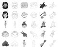 Life in the Stone Age monochrome,outline icons in set collection for design. Ancient people vector symbol stock web Royalty Free Stock Photo