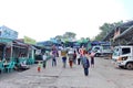 Life style Burmese people with occupation carrying belongings for the tourist come respect to the Kyaiktiyo pagoda