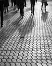 Silhouettes of people walking the streets of a big city Royalty Free Stock Photo