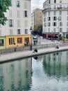 Life style of the Parisians people at the Saint martin canal Royalty Free Stock Photo