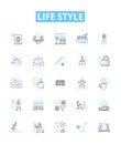 Life style vector line icons set. Lifestyle, Trend, Habits, Well-being, Fashion, Attitude, Exercise illustration outline