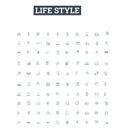 Life style vector line icons set. Lifestyle, Trend, Habits, Well-being, Fashion, Attitude, Exercise illustration outline