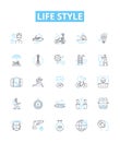 Life style vector line icons set. Lifestyle, Trend, Habits, Well-being, Fashion, Attitude, Exercise illustration outline