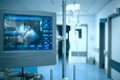 Life support equipment in the hospital hallway, medical concept Royalty Free Stock Photo