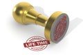 Life time warranty word on round stamp