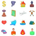 Life trouble icons set, cartoon style