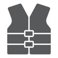 Life vest glyph icon, safety and swimming