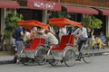 Hanoi, Vietnam, : Life in vietnam- Cyclo beside Sword lake in hanoi, vietnam. Cyclo is the tourist`s farvourite vehicle