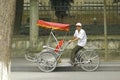 Hanoi, Vietnam, : Life in vietnam- Cyclo beside Sword lake in hanoi, vietnam. Cyclo is the tourist`s farvourite vehicle Royalty Free Stock Photo