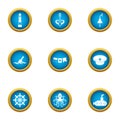 Life in water icons set, flat style