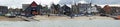 Life on Whitstable sea front panoramic Royalty Free Stock Photo