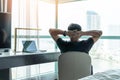 Life-work balance and city living life style concept of business man relaxing, take it easy in office room resting Royalty Free Stock Photo