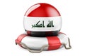 Lifebelt with Iraqi flag. Safe, help and protect of Iraq concept. 3D rendering