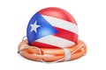 Lifebelt with Puerto Rico flag, safe, help and protect concept.