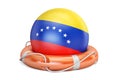 Lifebelt with Venezuela flag, safe, help and protect concept. 3D rendering