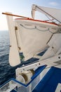 Lifeboat on a cruise ship. Travel, safety and transportation.