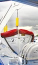 Lifeboat on a cruise ship on the Volga river, Russian Federation